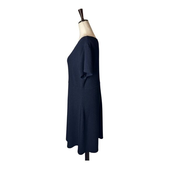 Rabbit Rabbit Rabbit Dress Women 16 Navy Blue Knit Short Sleeve Fit‎ And Flare - Picture 6 of 9